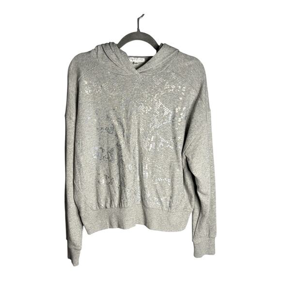 Socialite Gray Hooded Sweatshirt With Silver Metallic Front Size Small - Picture 1 of 7